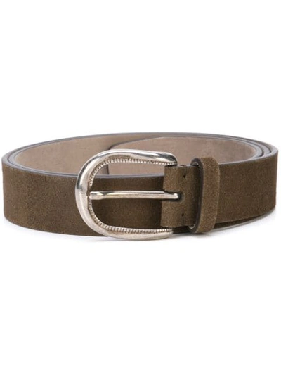 Shop Brunello Cucinelli Round Buckle Belt In Green