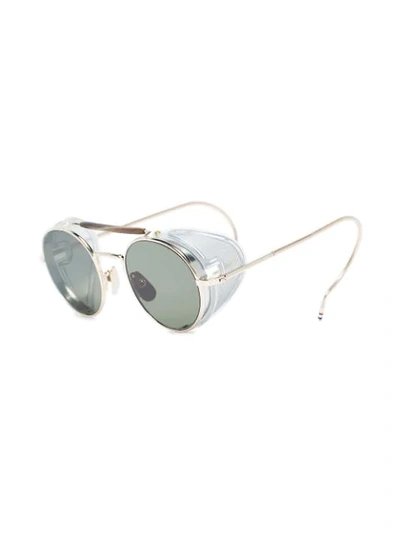 Shop Thom Browne Multicoloured Round Frame Gold Plated Sunglasses In Metallic