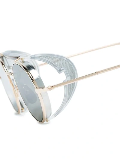 Shop Thom Browne Multicoloured Round Frame Gold Plated Sunglasses In Metallic