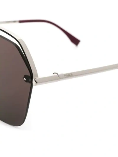 Shop Fendi Rectangle Frame Sunglasses In Metallic