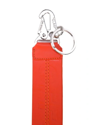 Shop Off-white Industrial Logo Strap Keyring In Orange