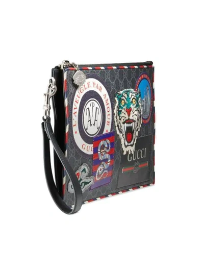 Shop Gucci Night Courrier Gg Supreme Pouch In Black