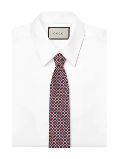 Shop Gucci 3-d G Silk Tie In 4374 Red