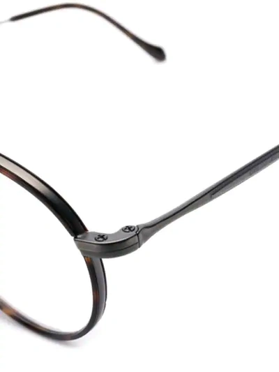 Shop Giorgio Armani Round Frame Glasses In Brown