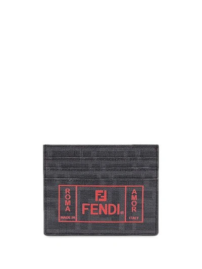 Shop Fendi Ff Motif Fabric Cardholder In Black