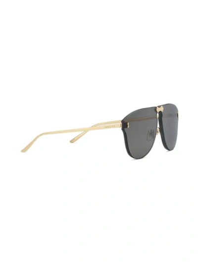 Shop Gucci Aviator Rimless Sunglasses In Metallic