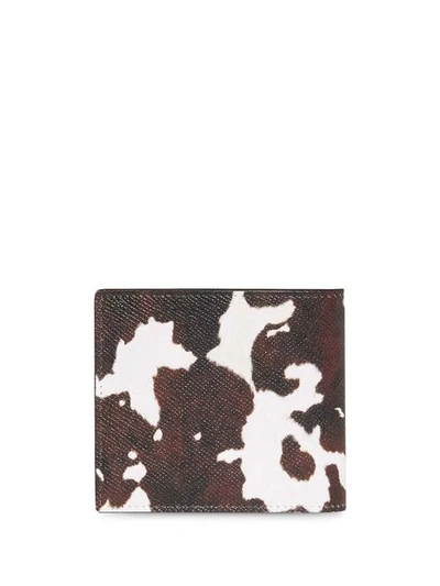 Shop Burberry Cow Print Leather International Bifold Wallet In Black / White