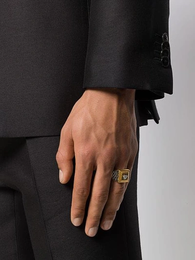Shop Versace Contrast Medusa Ring In Gold