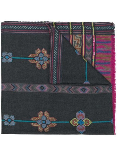 Shop Etro Printed Cashmere Scarf In Black