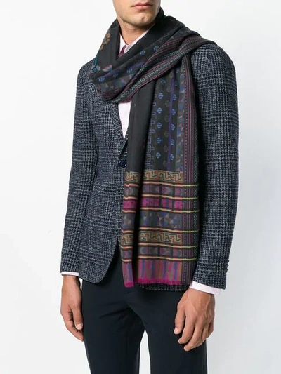 Shop Etro Printed Cashmere Scarf In Black