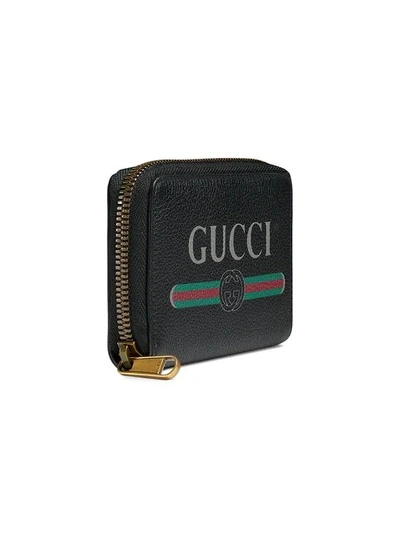 Shop Gucci Print Leather Card Case In Black