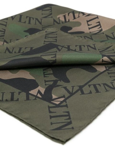Shop Valentino Vltn Camouflage Scarf In Green
