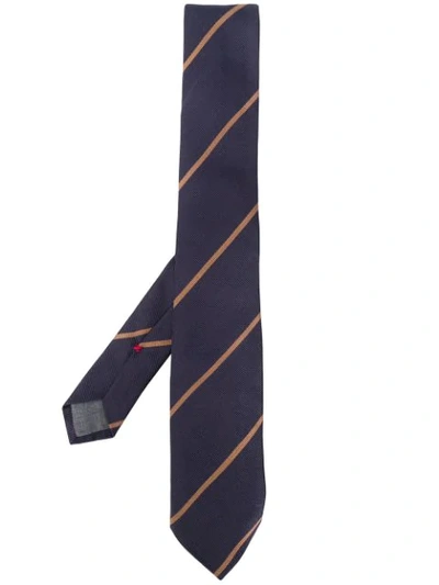 Shop Brunello Cucinelli Striped Tie In Cy299 Blu Navy