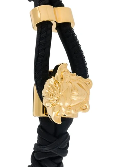 Shop Versace Medusa Head Braided Bracelet In Brown