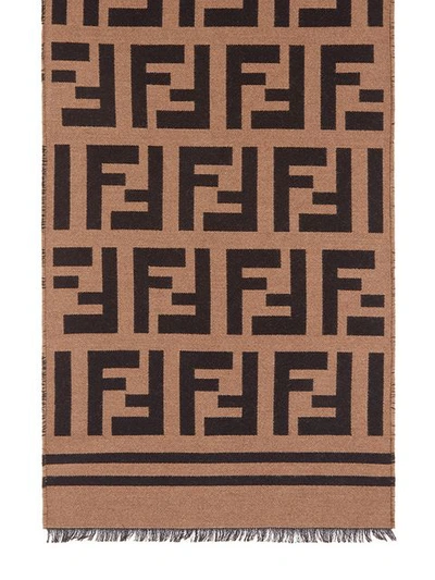 Shop Fendi Ff Logo Scarf In Neutrals