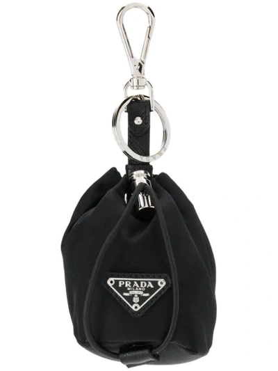 Shop Prada Backpack Keyring In Black