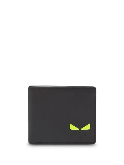 Shop Fendi I See You Bifold Wallet In F17h2 Black +yellow Fluo +