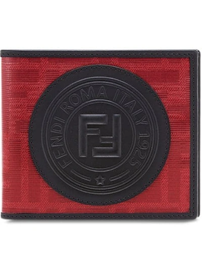Shop Fendi Glazed Jacquard Billfold Wallet In Red