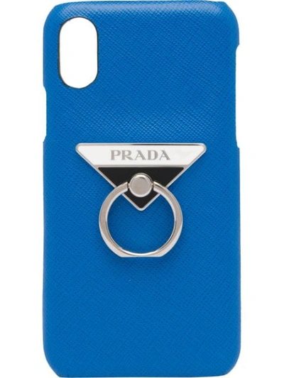 Shop Prada Saffiano Iphone X Cover In Blue