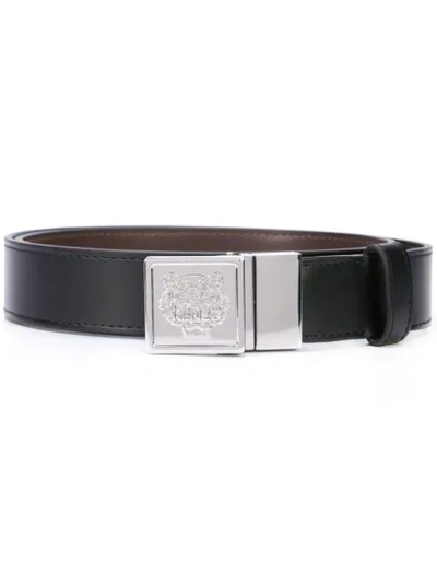 KENZO LOGO BUCKLED BELT - 黑色