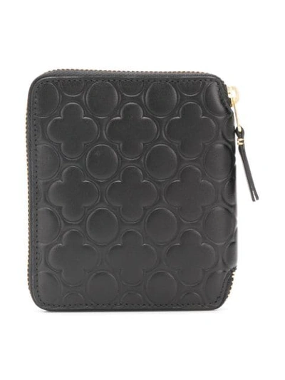 Shop Comme Des Garçons Embossed Leather Zip Around Wallet In Black