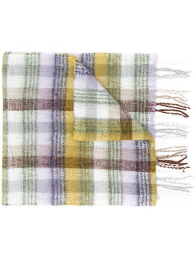 Shop Altea Tartan Knit Scarf In Neutrals