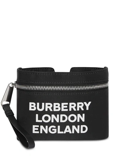 Shop Burberry Logo Print Nylon Armband Pouch In Black