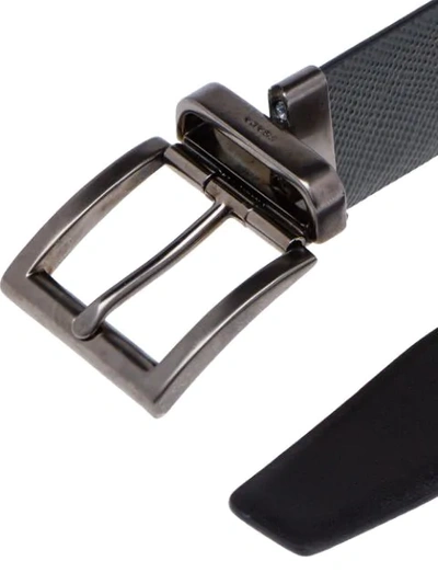 Shop Prada Saffiano Cuir Leather Reversible Belt In Grey ,black
