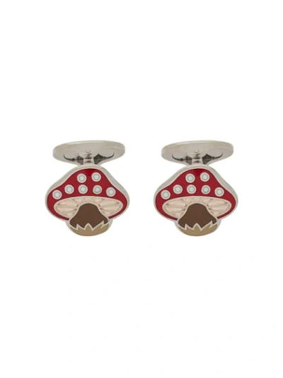 Shop Etro Mushroom Cufflinks In Silver