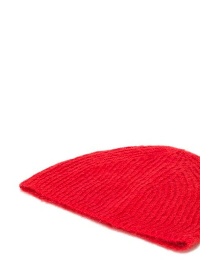 Shop Rick Owens Ribbed Beanie In Red