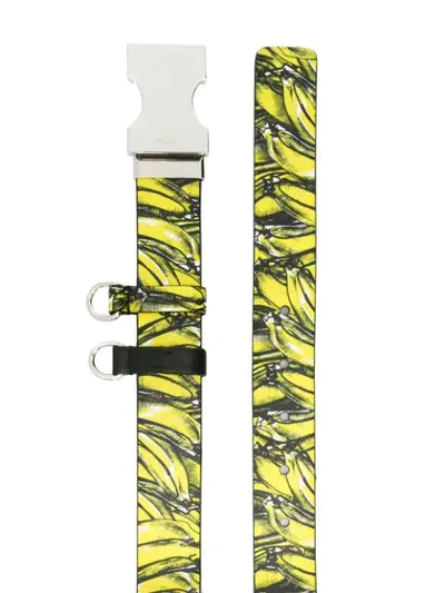 Shop Prada Banana Print Reversible Belt In Black ,yellow