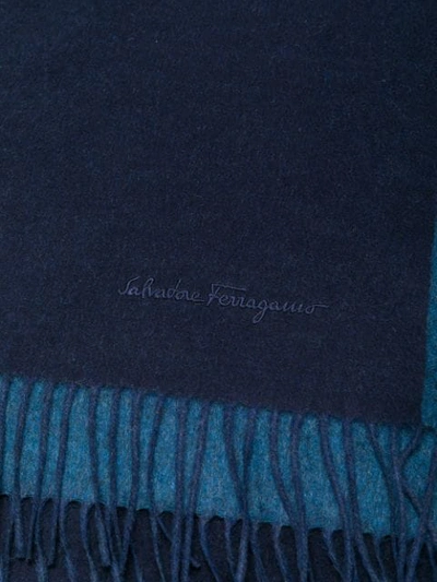 Shop Ferragamo Fringed Scarf In Blue