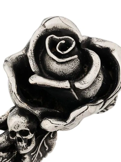 Shop Alexander Mcqueen Three Cuff Rose Ring In Silver