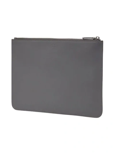 Shop Fendi Slim Top Zip Pouch In Grey