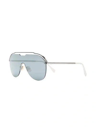 Shop Fendi Oversized Aviator Frame Sunglasses In White