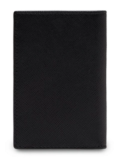 Prada Leather Card Holder In Black