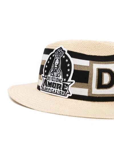 Shop Dolce & Gabbana Devozione Amore Hat In Neutrals