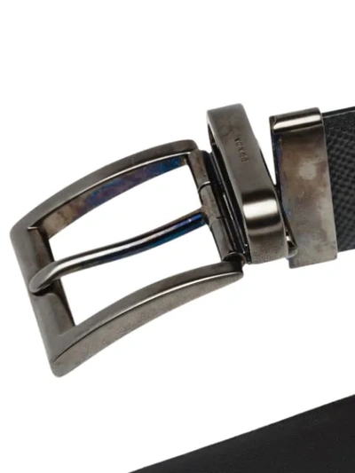 Shop Prada Saffiano Cuir Leather Reversible Belt In Brown