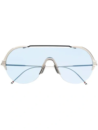 Shop Thom Browne Mono-lense Sunglasses In Metallic