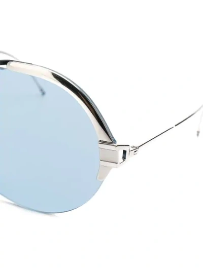 Shop Thom Browne Mono-lense Sunglasses In Metallic