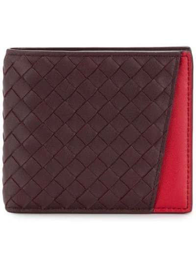 Shop Bottega Veneta Interlaced Bi-fold Wallet - Red