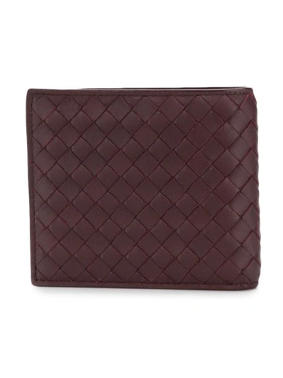 Shop Bottega Veneta Interlaced Bi-fold Wallet - Red