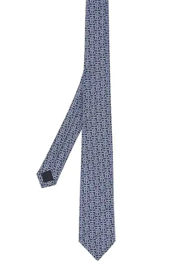 Shop Burberry Classic Cut Monogram Silk Jacquard Tie In Blue