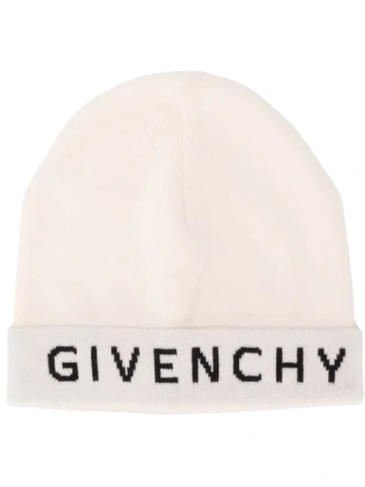 Shop Givenchy Logo Printed Beanie In White