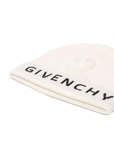 Shop Givenchy Logo Printed Beanie In White