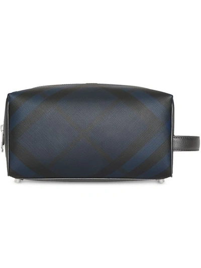 Shop Burberry London Check Pouch In Blue