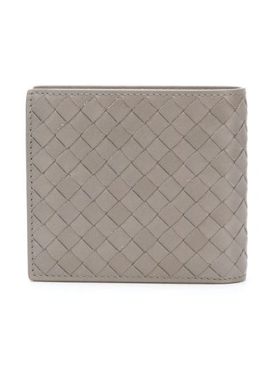 Shop Bottega Veneta Intrecciato Weave Card Wallet In Grey