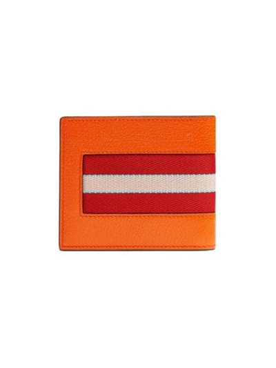 Shop Gucci Stripe Leather Wallet In Orange