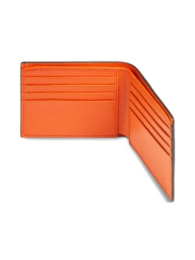 Shop Gucci Stripe Leather Wallet In Orange