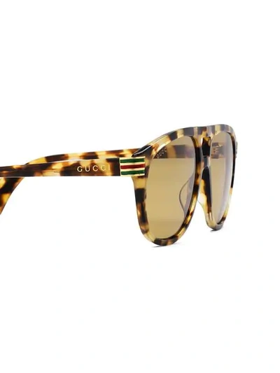 Shop Gucci Aviator Web Detail Sunglasses In Brown